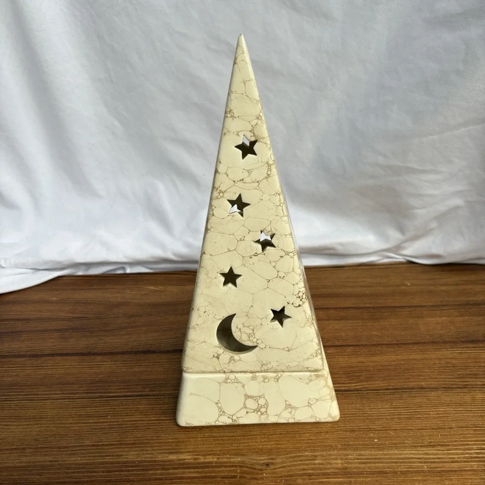 PartyLite Galaxy Pyramid Tealight Candle Holder P0161 Moon Stars Retired - Picture 4 of 14